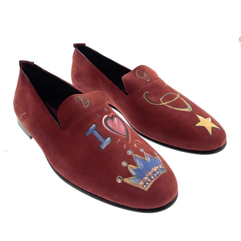 Dolce & Gabbana Red Velvet Loafers with Leather Sole - 39